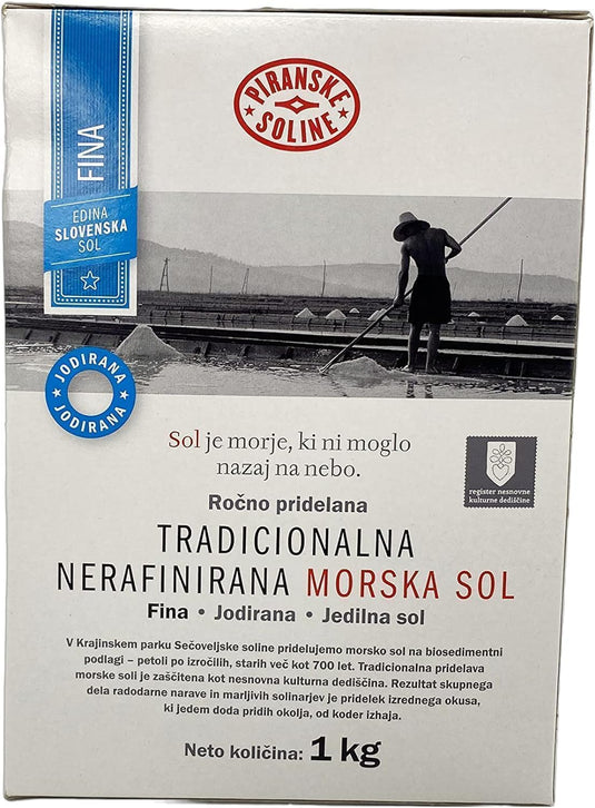 Traditioneel ongeraffineerd gejodeerd fijn zeezout (zak van 1 kg) - Puur biologisch en ongeraffineerd zeezout - Geweldig voor koken en tafelzout (verpakking van 3), per eenheid van 1 kg... 