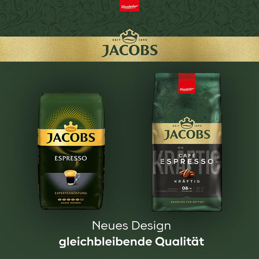 Jacobs Café Espresso Kräftig Coffee Beans 1 kg – Dark Roast Whole Bean Espresso Blend, Intense & Full‑Bodied