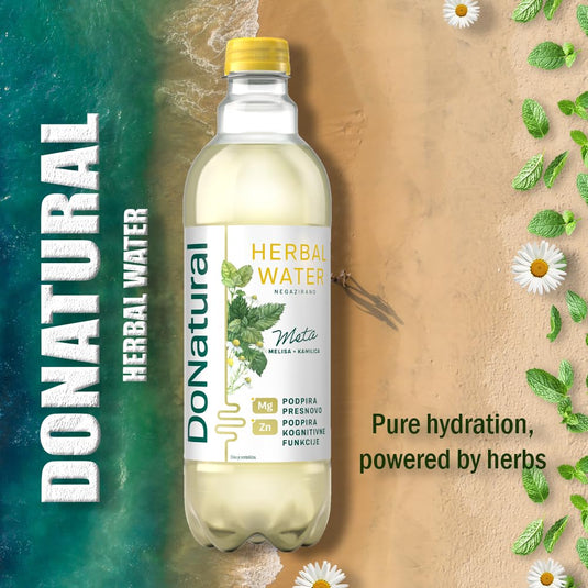 12 Pack DoNatural Herbal Water - Mint with Lemon Balm & Chamomile, 500 ml - Low Calorie Relaxation Drink with Magnesium & Zinc, Natural, Vegan Herbal Water