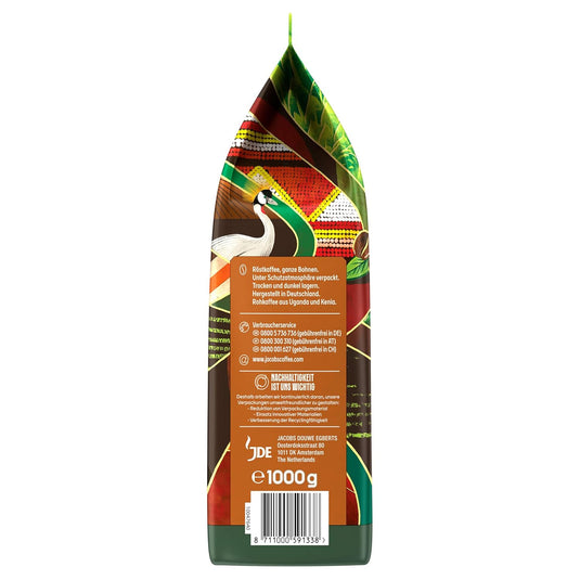 Jacobs Origins Uganda & Kenya 1 kg – Whole Bean Coffee – African Blend with Spicy & Fruity Notes, Medium Roast Beans