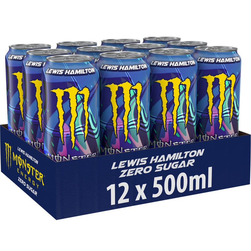 Afbeelding laden in Galerijviewer, Monster Energy Lewis Hamilton Zero – caffeinated energy drink with a refreshing peach-nectarine flavor – sugar-free and calorie-free – in convenient disposable cans (12 x 500 ml)
