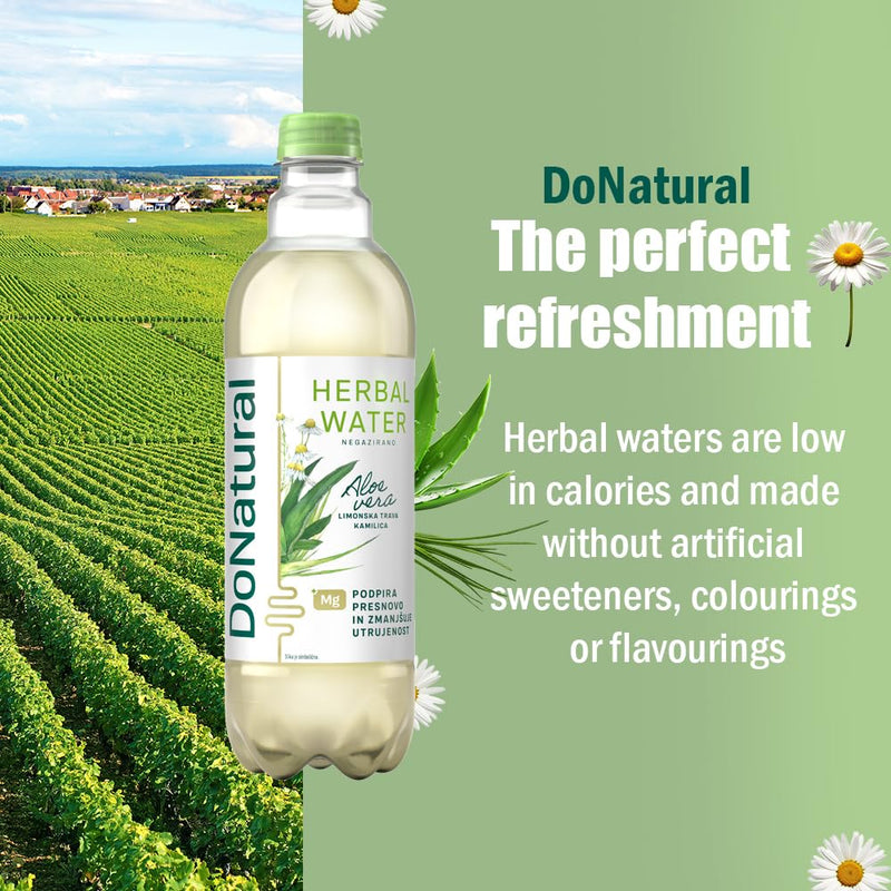 Load image into Gallery viewer, 12 Pack DoNatural Aloe Vera Herbal Water - Lemongrass &amp; Chamomile, 500 ml - Low Calorie Aloe Vera Drink with Magnesium &amp; Fibre, No Artificial Sweeteners
