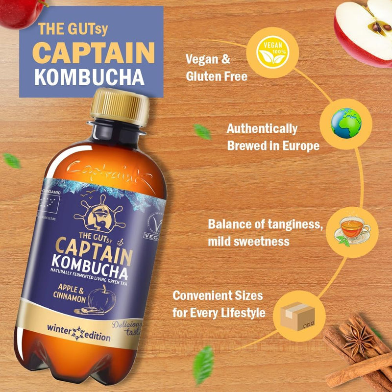 Load image into Gallery viewer, Eko Organic Captain Kombucha Jabolko Cimet 12 x 400 ml
