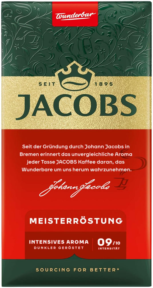 Jacobs Meister Röstung 500 g – Ground Coffee – Rich Aromatic Medium Dark Roast  12-Pack