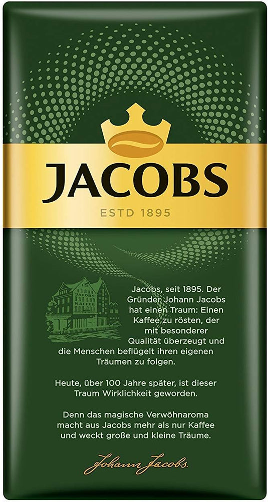 JACOBS 500g Krönung Entkoffeiniert Decaf Ground Coffee – Smooth Flavor, Premium German Coffee, Mild Aroma – Pack of 12