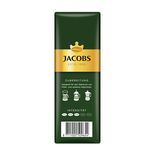 JACOBS 500g Krönung Entkoffeiniert Decaf Ground Coffee – Smooth Flavor, Premium German Coffee, Mild Aroma – Pack of 12