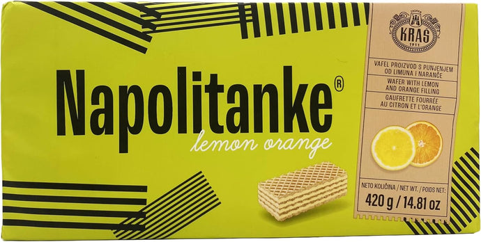 4 PCS - 420G Lemon NAPOLITANKE KRAS Premium Waffles - Premium Waffle Biscuits with Delicious Milk, Chocolate Cream, Hazelnut, Lemon and Orange Fillings - Various Sizes (420 g Chocolate & Cream, 4 Pieces)