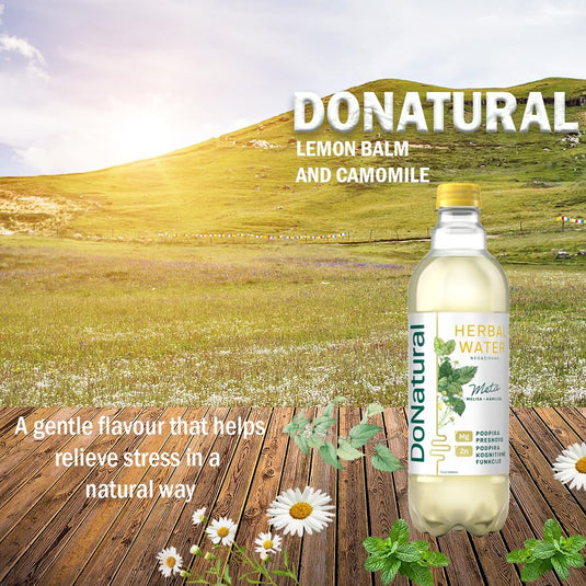 12 Pack DoNatural Herbal Water - Mint with Lemon Balm & Chamomile, 500 ml - Low Calorie Relaxation Drink with Magnesium & Zinc, Natural, Vegan Herbal Water