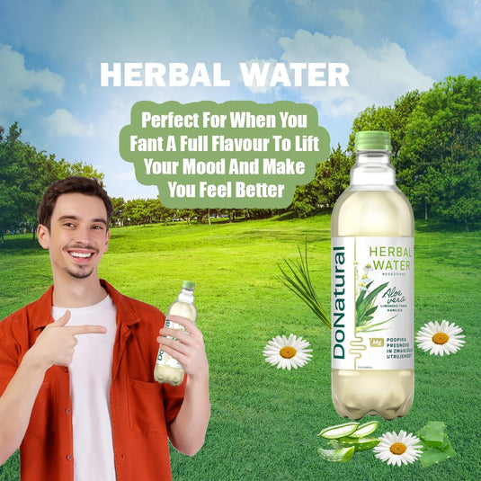 DoNatural Aloe Vera Herbal Water – Lemongrass & Chamomile | Pack of 12 × 500 ml | Low-Calorie Aloe Drink with Magnesium & Fibre | No Artificial Sweeteners