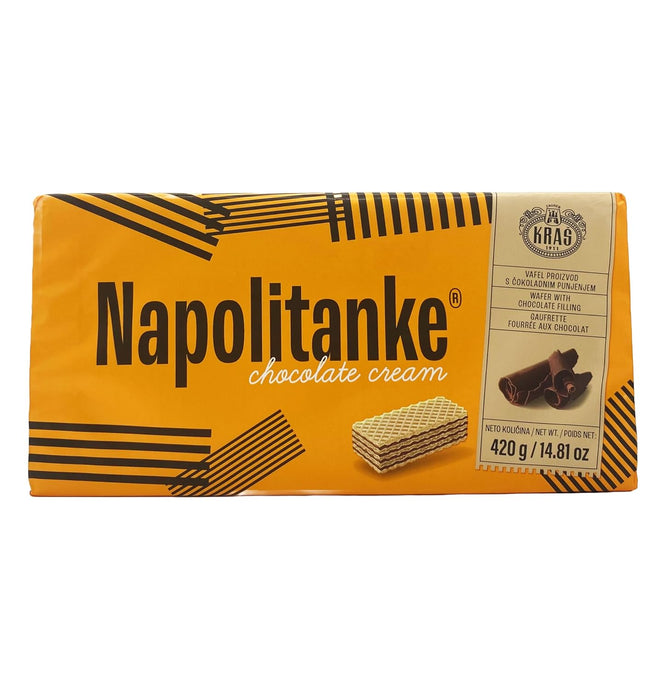 NAPOLITANKE KRAS Premium Waffles - Premium Waffle Biscuits with Delicious Milk, Chocolate Cream, Hazelnut, Lemon and Orange Fillings - Various Sizes (420 g Chocolate & Cream, Pack of 8)