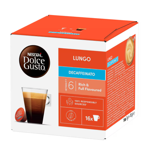Load image into Gallery viewer, Lungo Decaf DOLCE GUSTO 16CAPS. Rich and flavourful
