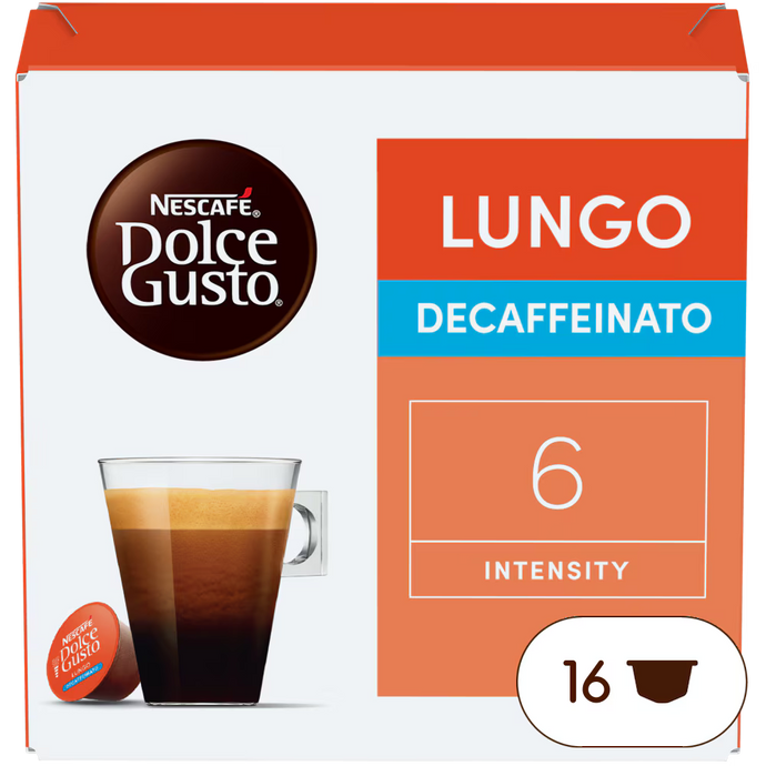 Lungo Decaf DOLCE GUSTO 16CAPS. Rich and flavourful