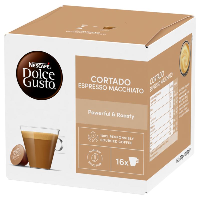 Load image into Gallery viewer, Cortado Espresso Macchiato DOLCE GUSTO 30CAPS. Powerful and roasty
