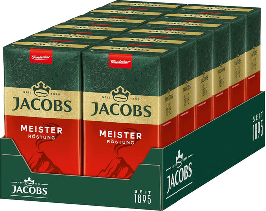 Jacobs Meister Röstung 500 g – Ground Coffee – Rich Aromatic Medium Dark Roast  12-Pack