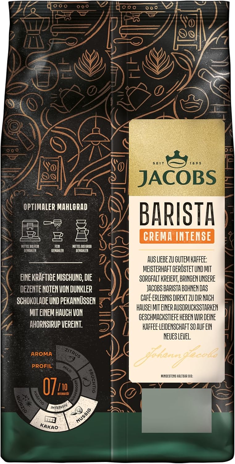 Load image into Gallery viewer, Jacobs Barista Crema Intense 1kg – Premium Whole Bean Coffee – Dark Roast Espresso &amp; Café‑Crema Blend
