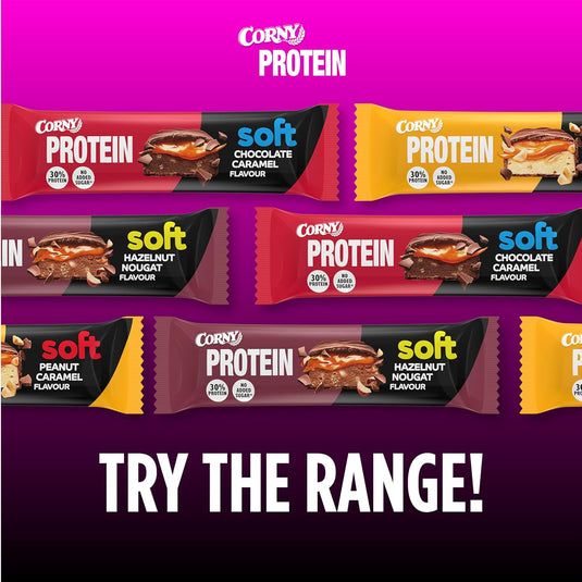 CORNY Protein Soft Hazelnut Nougat Bar 45g  - 12 Pack