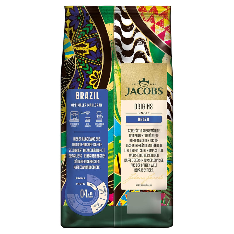 Load image into Gallery viewer, Jacobs Origins Brazil 1 kg – Premium Whole Bean Coffee – Balanced Roast, Nutty &amp; Chocolate Notes, Ideal for Espresso &amp; Filter
