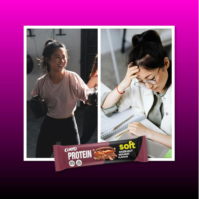 갤러리 뷰어에 이미지 로드, CORNY Protein Soft Hazelnut Nougat Bar 45g  - 12 Pack
