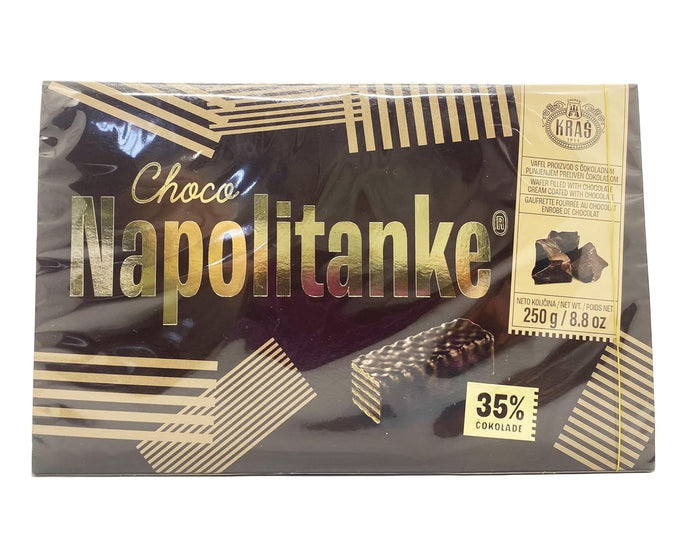 NAPOLITANKE KRAS Premium Waffles - Premium Waffle Biscuits with Delicious Milk, Chocolate Cream, Hazelnut, Lemon and Orange Fillings - Various Sizes (250 g, 6 Pieces)