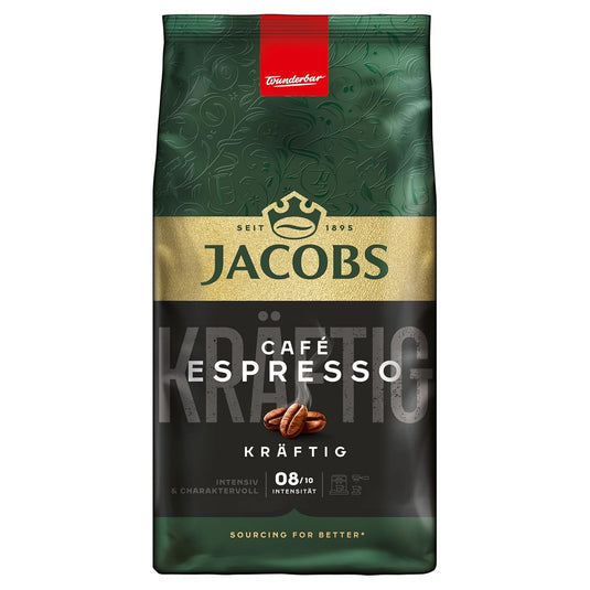 Jacobs Café Espresso Kräftig Coffee Beans 1 kg – Dark Roast Whole Bean Espresso Blend, Intense & Full‑Bodied