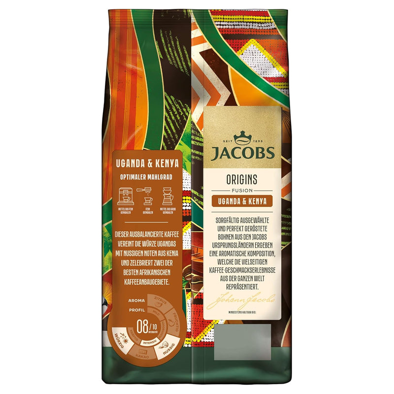 Load image into Gallery viewer, Jacobs Origins Uganda &amp; Kenya 1 kg – Whole Bean Coffee – African Blend with Spicy &amp; Fruity Notes, Medium Roast Beans
