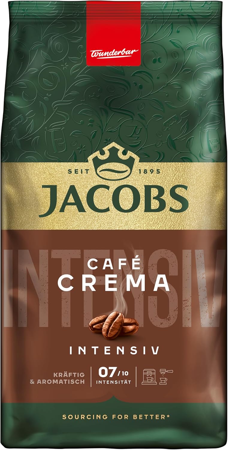 Load image into Gallery viewer, Jacobs Café Crema Intensiv 1kg – Whole Bean Coffee – Dark &amp; Robust Beans for Espresso, Latte &amp; Cappuccino
