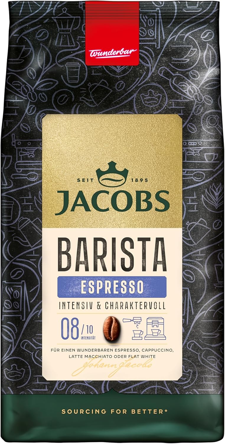 Load image into Gallery viewer, Jacobs Barista Espresso Coffee Beans 1 kg - Strong, Spicy, Cocoa &amp; Caramel Notes, Arabica &amp; Robusta Beans, Intensity 8/10, Ideal for Espresso or Latte Macchiato
