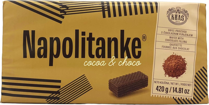 Afbeelding laden in Galerijviewer, NAPOLITANKE KRAS Premium Wafers - Premium Wafers Biscuits met heerlijke melk, chocolade crème, hazelnoot, citroen en sinaasappel vullingen - Meerdere maten (16x420g) 
