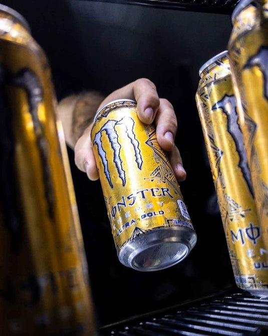 Monster Energy Ultra Gold - Caffeinated Energy Drink with Fruity Pineapple Flavour - No Sugar and No Calories - in Practical Disposable Tins (12 x 500 ml)