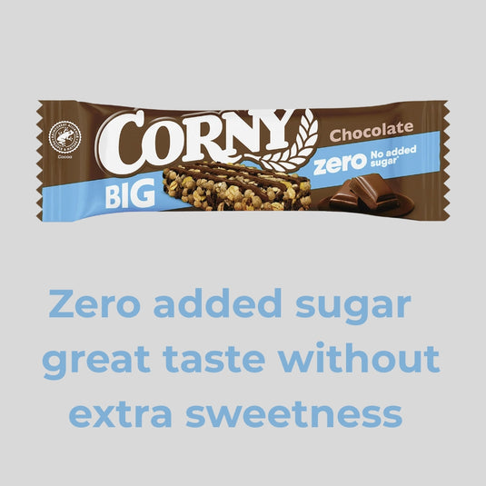 CORNY BIG Zero Chocolate 40 g - Zero Added Sugar Snack Bars (24 Pack)