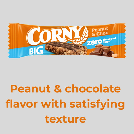 CORNY BIG Zero Peanut & Chocolate 40 g - Zero Added Sugar Snack (24 Pack)