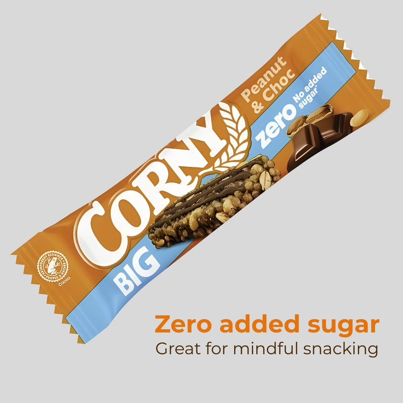 갤러리 뷰어에 이미지 로드, CORNY BIG Zero Peanut &amp; Chocolate 40 g - Zero Added Sugar Snack (24 Pack)
