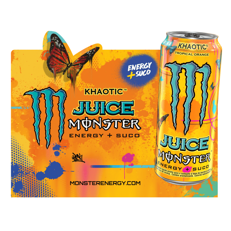 Load image into Gallery viewer, Monster Energy Juiced Khaotic Caffeinated Energy Drink with Tropical Citrus Flavour in Practical Disposable Tins (12 x 500 ml)

