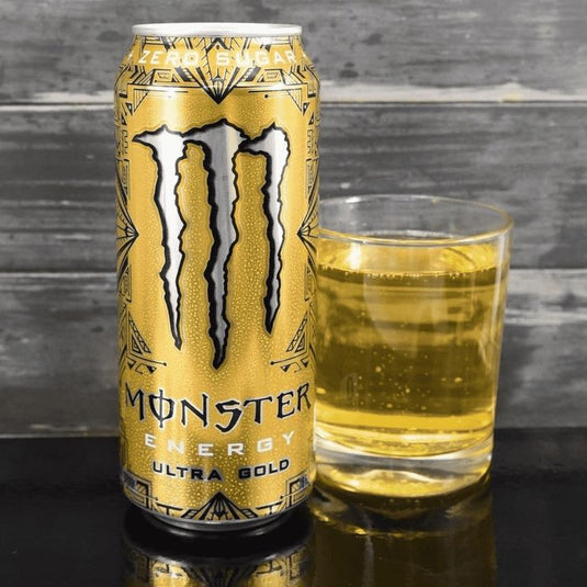 Monster Energy Ultra Gold - Caffeinated Energy Drink with Fruity Pineapple Flavour - No Sugar and No Calories - in Practical Disposable Tins (12 x 500 ml)