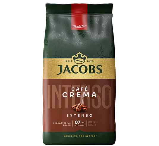 Checked Jacobs Café Crema Intenso 1 kg – Whole Bean Coffee – Dark‑Roast Beans for Espresso, Latte & Cappuccino