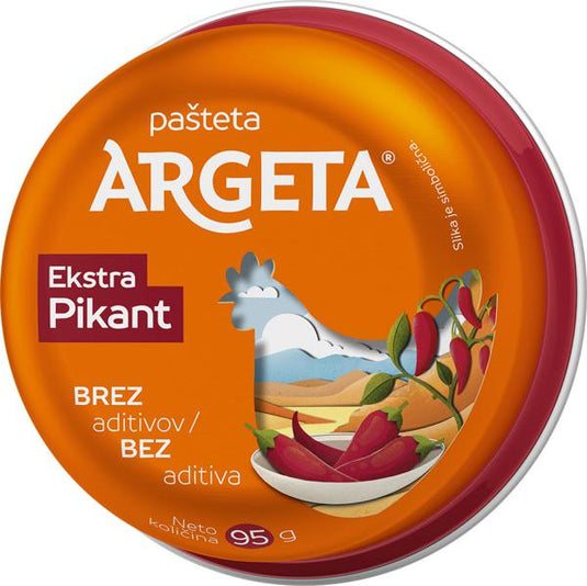 ARGETA Extra Spicy Chicken Pâté 95 g – Hot & Savory Chicken Spread – Smooth Creamy Texture – Ready to Eat – Premium Quality