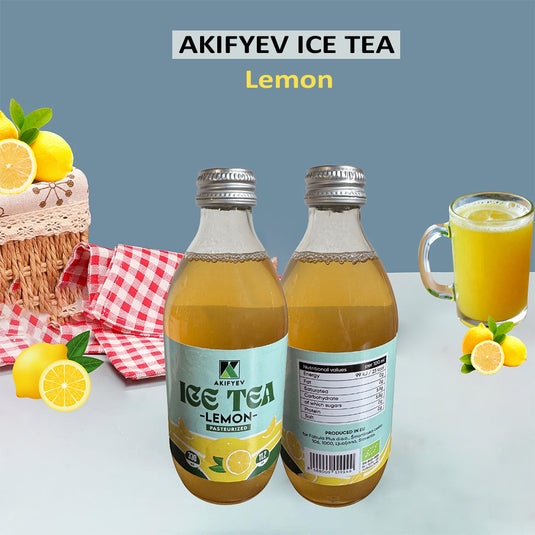 AKIFYEV BIO Ice Tea Lemon 12 x 330 ml | Premium Organic Ice Tea in Glass Bottles | Cold Brew + Nitrogen Flush | Natural, Vegan & Allergen-Free Refreshment