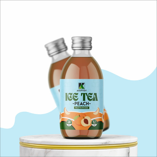 AKIFYEV BIO Ice Tea Peach 12 x 330 ml | Premium Organic Ice Tea in Glass Bottles | Cold Brew + Nitrogen Flush | Natural, Vegan & Allergen-Free Refreshment