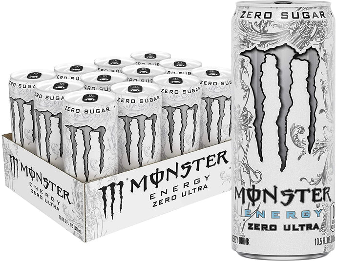 Monster Energy Ultra Zero Zuccheri Zero Calorie Energiedrank zonder suiker Zero Calorieën Lichte smaak, niet te zoet, tintelend en citrus 500 ml Drank Frisdrank Sportdrank Verpakking van 24 