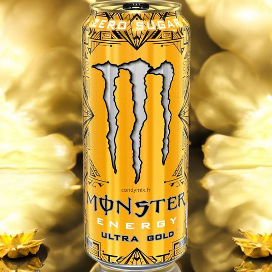 Monster Energy Ultra Gold - Caffeinated Energy Drink with Fruity Pineapple Flavour - No Sugar and No Calories - in Practical Disposable Tins (12 x 500 ml)