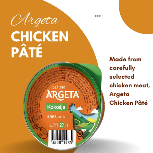 ARGETA Chicken Pâté 27 g – Classic Chicken Spread – Smooth & Creamy Meat Pâté – Ready to Eat Snack – Premium Quality