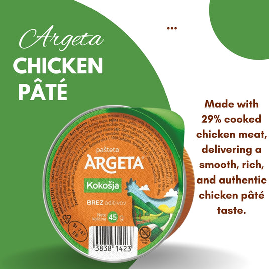 ARGETA Chicken Pâté 45 g – Smooth & Creamy Chicken Spread – Rich & Savory Meat Pâté – Ready to Eat Snack – Premium Quality