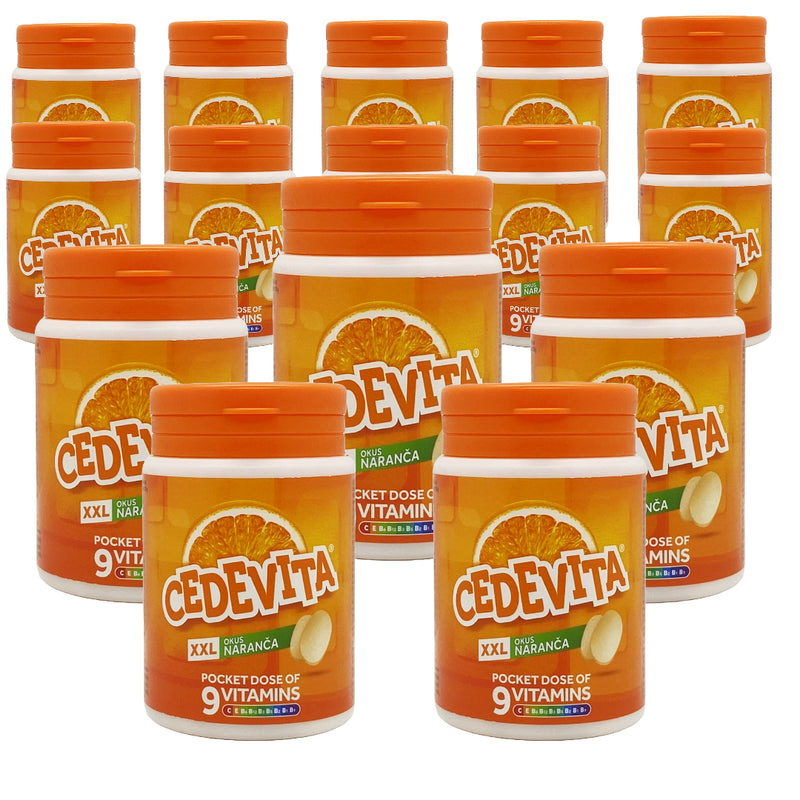 Afbeelding laden in Galerijviewer, Cedevita Multivitamine Gezonde en zoete gummy snoepjes met 9 essentiële vitamines in oranje glazen smaak - Een zak vol vitamines om het immuunsysteem te versterken - Verpakking van 15 gummy snoepjes 
