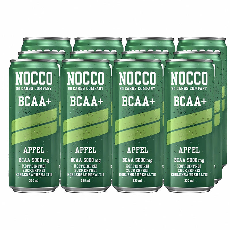 Load image into Gallery viewer, NOCCO BCAA+ Apple 12 x 330 ml Amino Acids Drink without Caffeine and Sugar - Carbonated Sports Drink for More Performance and Better Regeneration
