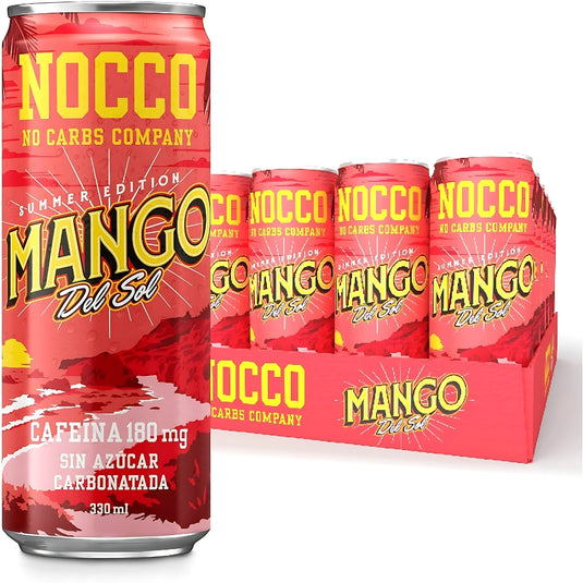 NOCCO BCAA DRINK Mango Del Sol 330 ml BCAA 105 mg Cafeïne Energy Drink Buxtrade Verschillende hoeveelheden (24 blikjes) 