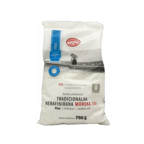 Traditional Fine Iodized Unrefined Sea Salt (750 gram bag) - Totally Organic, Un