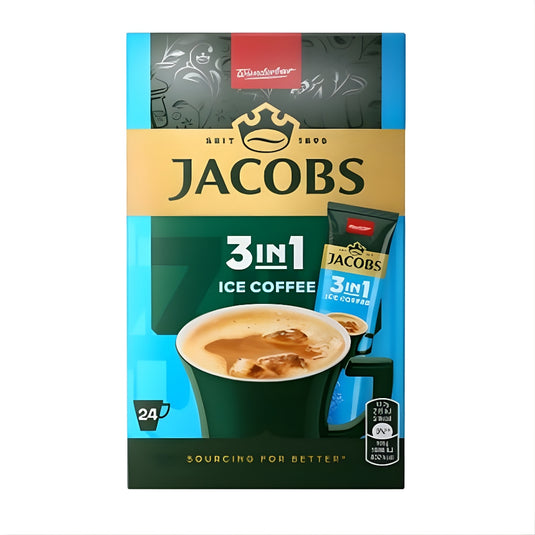JACOBS 3in1 Ice Coffee Instant Coffee Powder – Refreshing Iced Coffee Mix with Sugar & Creamer – 24 Sticks (304.8g / 297.6g) | Available in 144 Sticks (6 Boxes)