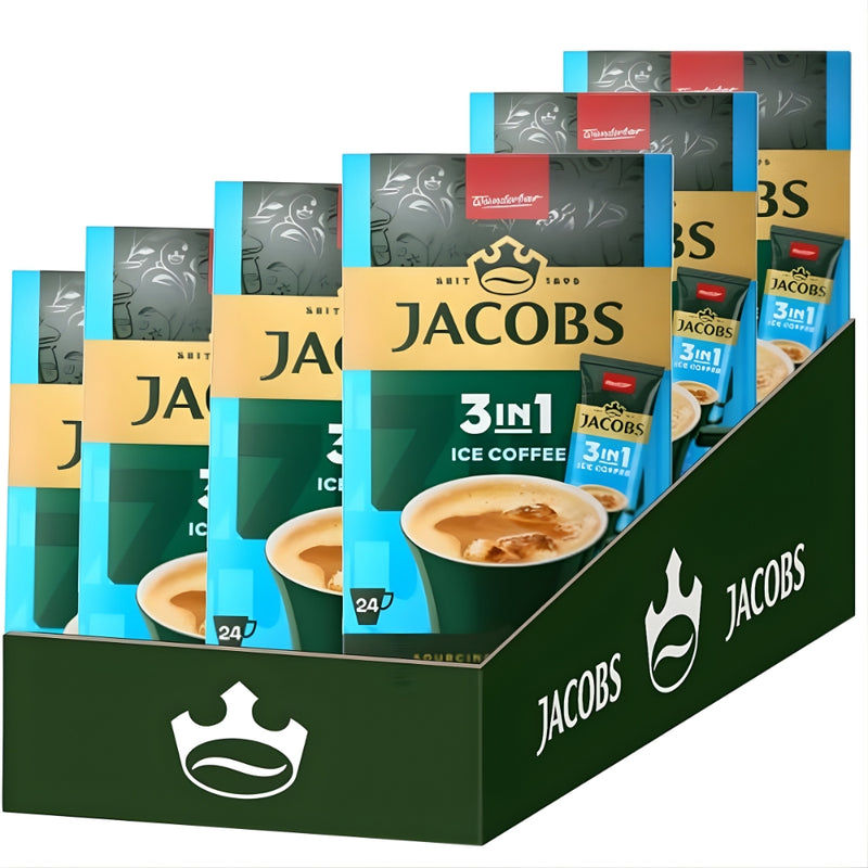 Load image into Gallery viewer, JACOBS 3in1 Ice Coffee Instant Coffee Powder – Refreshing Iced Coffee Mix with Sugar &amp; Creamer – 24 Sticks (304.8g / 297.6g) | Available in 144 Sticks (6 Boxes)
