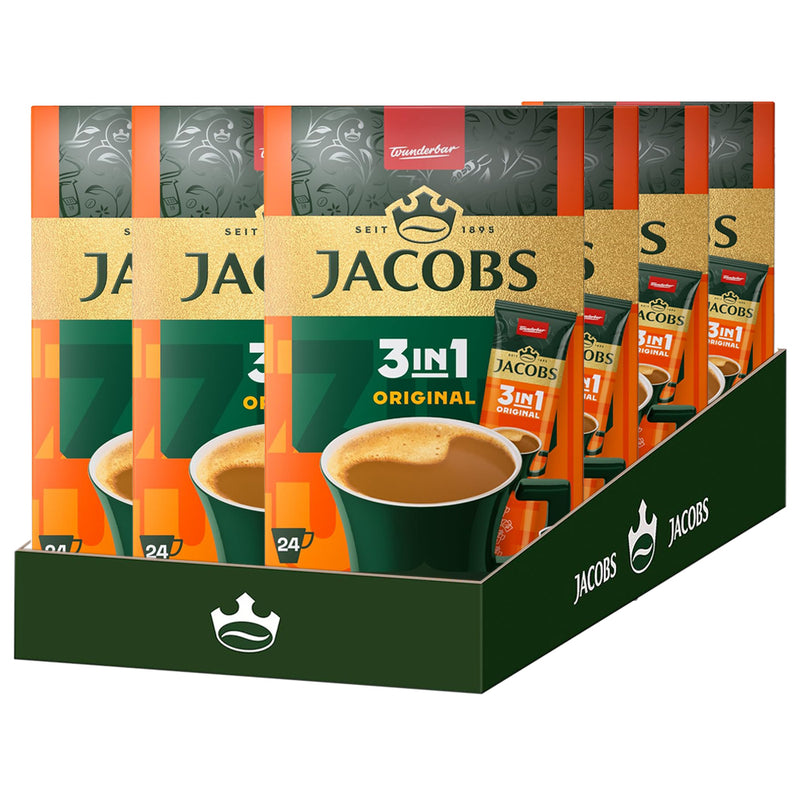 Load image into Gallery viewer, JACOBS 3in1 Instant Coffee Powder – Rich &amp; Creamy Coffee Mix with Sugar &amp; Creamer – 24 Sticks (302.4g) | Available in 144 Sticks (6 Boxes)
