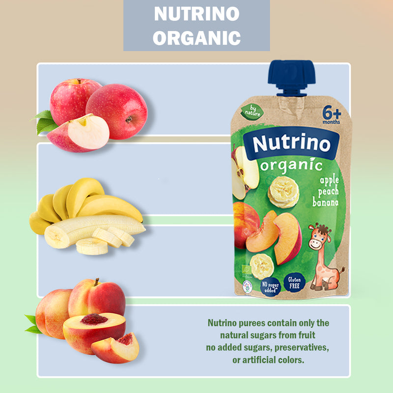 Load image into Gallery viewer, Nutrino BIO apple pear peach 10 x 100g
